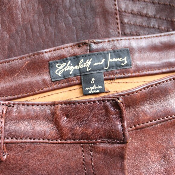 Elizabeth and James Baxley flared brown leather pants bell bottom vintage jeans - Picture 14 of 15